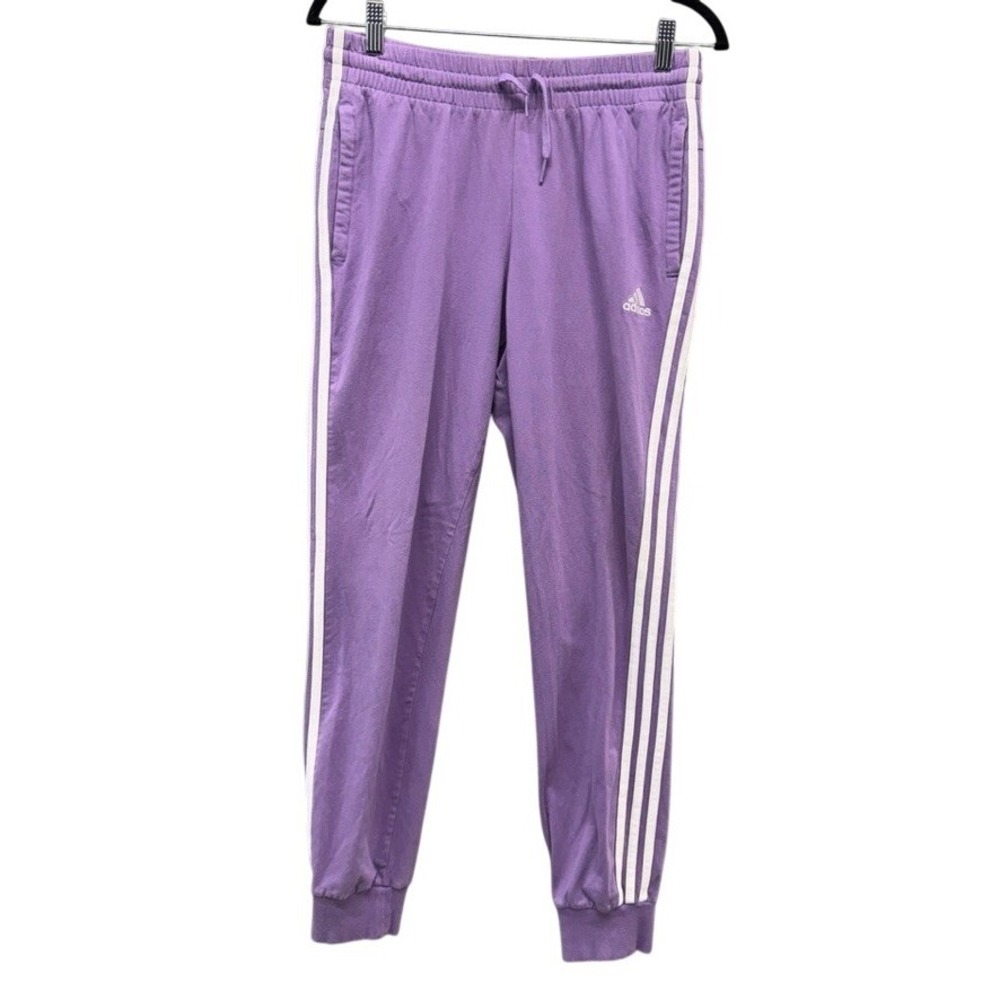 Adidas Purple 3-Stripe Joggers Womens Medium Sweatpants Tapered Leg Track Pants